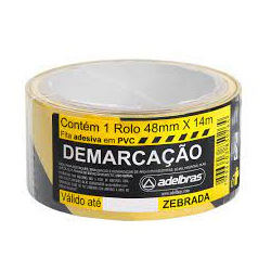 Fita demarcação solo ADELBRAS 48 mm x 14 m. preta/amarela