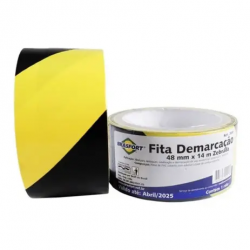 Fita demarcação solo BRASFORT 48 mm x 14 m. preta/amarela