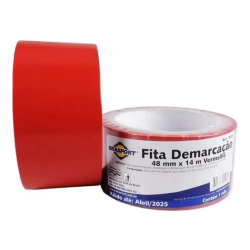 Fita demarcação solo BRASFORT 48 mm x 14 m. vermelha