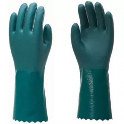 Luva PVC HANDSCHUHE verde forrada palma áspera 35 cm