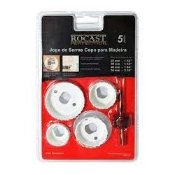 Serra copo p/ madeira ROCAST c/ 5 pç.