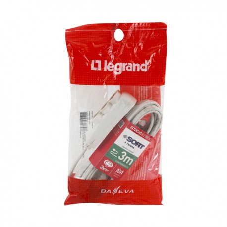 Extensão LEGRAND - 10A - cabo PP branca 3 x 0,75 mm -  3 m.