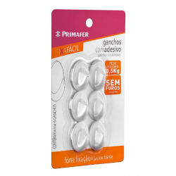 Gancho adesivo PRIMAFER plástico branco 500 gr.