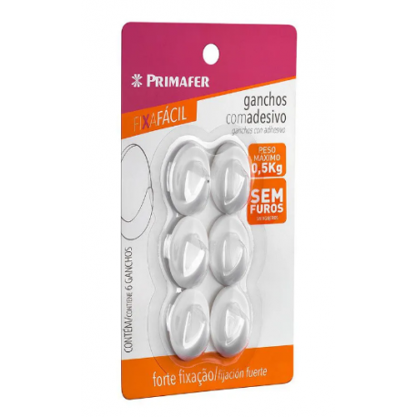 Gancho adesivo PRIMAFER plástico branco 500 gr.
