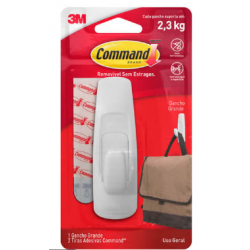 Gancho adesivo 3M plástico branco 2,3 kg.