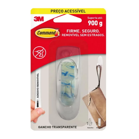 Gancho adesivo 3M básico transparente 900 gr.