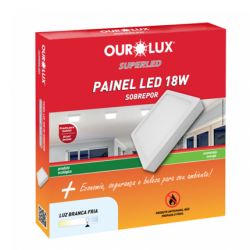 Plafon led OUROLUX sobrepor quadrado 18W - 6500K