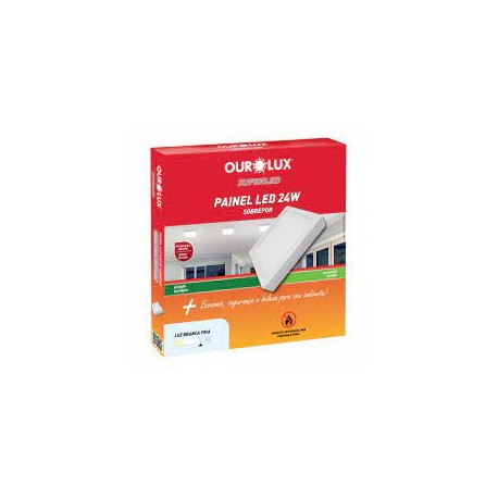 Plafon led OUROLUX sobrepor quadrado 24W - 6500K