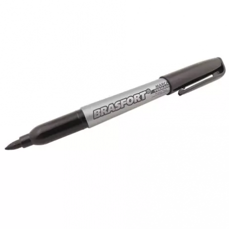 Caneta p/ marcação permanente ponta fina preta BRASFORT